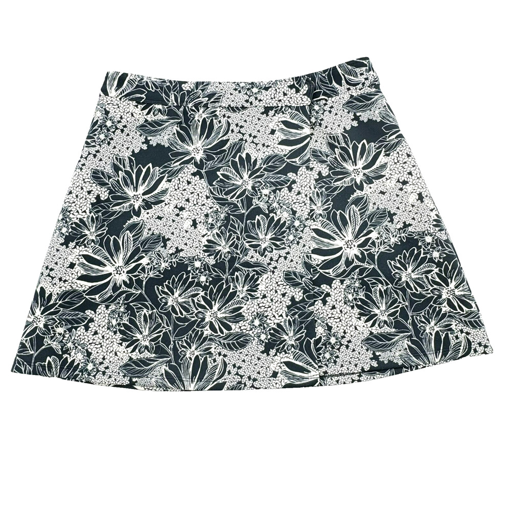 ABERCROMBIE & FITCH Women Medium Blue White Floral Mini Wrap Skirt Stretch Short